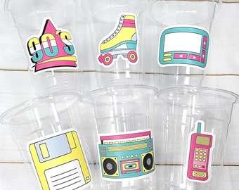 Me encantan los vasos para fiestas de los 90 - Vasos de cumpleaños de los 90 Vasos para fiestas de los 90 Decoraciones de los 90 Fiesta de cumpleaños de los 90 Decoraciones para fiestas de cumpleaños de los 90 Años 90 Años 80