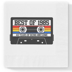 1985 Cassette Tape Napkins 1985 PARTY NAPKINS 1985 Birthday Napkins 1985 Cocktail Napkins 1985 Birthday Decoration 40th Birthday Napkins