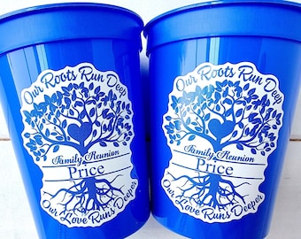 Becher für Familientreffen, Partybecher für Familientreffen, Gastgeschenke für Familientreffen, personalisierte Becher für Familientreffen