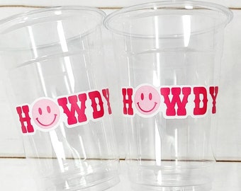 COWGIRL PARTY CUPS - Cowgirl Cups Cowgirl Party Decorations Cowgirl Bachelorette Party Cowgirl Hat Birthday Rodeo Party Cups Smiley Face Cup