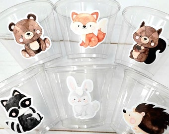 WOODLAND PARTY CUPS - Woodland Cups Woodland Animals Woodland Decorations Woodland Birthday Woodland Baby Shower Woodland Birthday Party