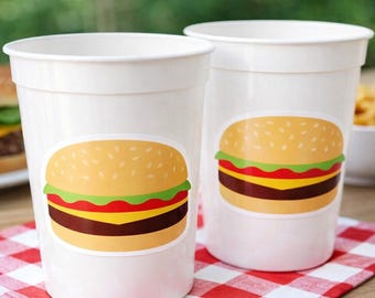 HAMBURGER PARTY Cups - Hamburger Birthday Party Hamburger Party Hamburger Treat Cups Hamburger Birthday Decorations Hamburger Party Favors