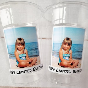 LIMITED EDITION Custom Plastic Cups With Picture Personalized 40th Birthday Cups Vintage 40th Birthday Party Custom Face Cups Decorations 40