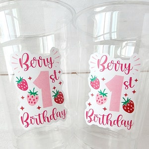 STRAWBERRY PARTY CUPS - Strawberry Birthday Cups Strawberry Cups First Birthday Strawberry Party Decorations Strawberry Baby Shower