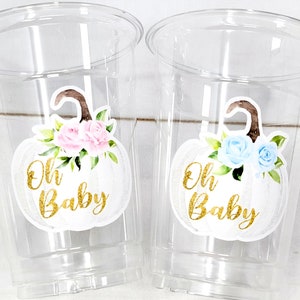 Oh Baby Pumpkin Party Cups Little Pumpkin Oh Baby First Birthday Decoration Little Pumpkin Party Fall Baby Shower Pumpkin Gender Reveal Cups