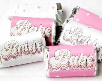 30 - BRIDE AND BABE Party Stickers - Bachelorette Party Stickers Pink Bachelorette Stickers Wedding Stickers Bachelorette Party Favors Babe