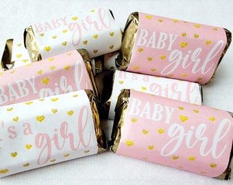 30 - GIRL BABY SHOWER Favor Stickers - Mini Candy Stickers Pink Baby Shower Stickers It's a Girl Stickers Baby Girl Favors Shower Favors