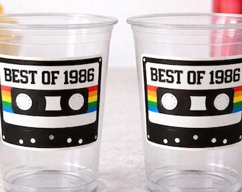 40th PARTY CUPS 40th Birthday Decoration 40th Party Favors 40th Party 40th Birthday Cassette Tape Party Best of 1986 Birthday Vintage 1986