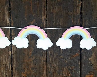 Pastel Rainbow Garland, Pastel Rainbow Banner, Rainbow Sign, Rainbow Birthday, Rainbow Party, Rainbow Decorations, Rainbow Baby Shower