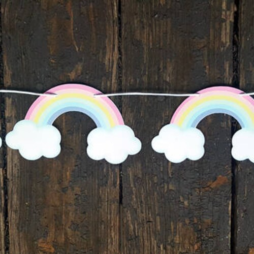 Pastel Rainbow Garland Pastel Rainbow Banner Rainbow Sign Etsy