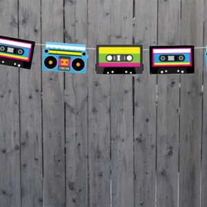 80's garland, 80's banner, 80's birthday banner, 80's party banner, 80's decorations, 80's party, Cassette Tape Banner, Cassette Tape