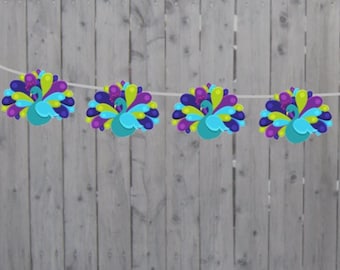 Peacock Banner, Peacock Garland, Peacock Decorations, Peacock Baby Shower, Peacock Photo Prop, Peacock Birthday, Peacock Wedding