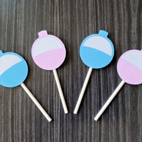 Gender Reveal Fishing Bobber Cupcake Toppers Fishing Cupcake Etsy
