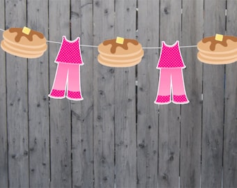 Pancake Garland, Pancake Banner, Pancakes and Pajamas, Pajamas Garland, Slumber Party, Pancake Photo Prop, Pancake Decorations