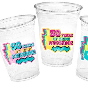 50th PARTY CUPS - 50 and Fabulous 50th Birthday Party 50th Birthday Favors Vintage 1973 Cups 50th Party Decorations 1973 Birthday Party Cups