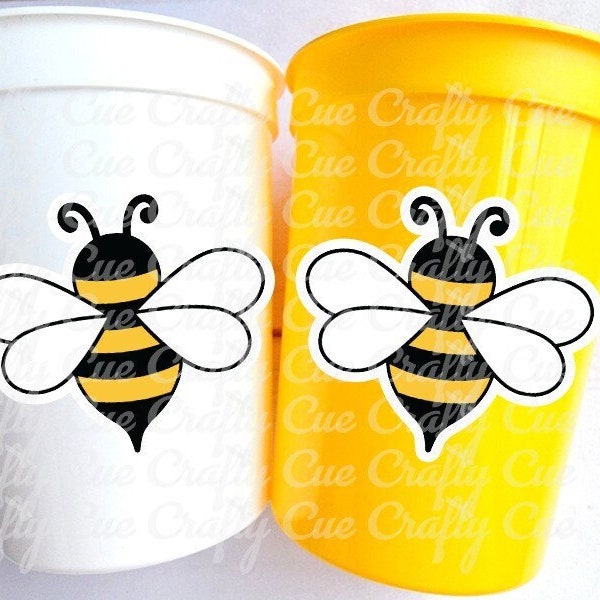 BEE PARTY Cups - Bee Cups Bee Baby Shower Babee Shower Cups Bee Birthday Party Favors Bumble Bee Decorations Bumble Bee Party Supplies Bee