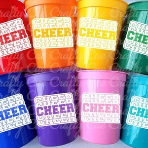 CHEERLEADING PARTY CUPS - Cheer Party Cups Cheerleader Party Cups Cheer Birthday Party Cheer Party Favors Cheer Baby Shower Cups Cheer Squad