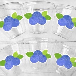 BLUEBERRY PARTY CUPS Blueberry Birthday Cups Blueberry Cups First Birthday Blueberry One Party Decorations Blueberry Party Favors Supplies