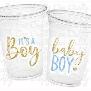 IT&#39;S A BOY PARTY Cups Boy Baby Shower Cups It&#39;s A Boy Baby Shower Favor Gender Neutral Baby Shower Favor Baby Boy Favor Cups Blue and Gold