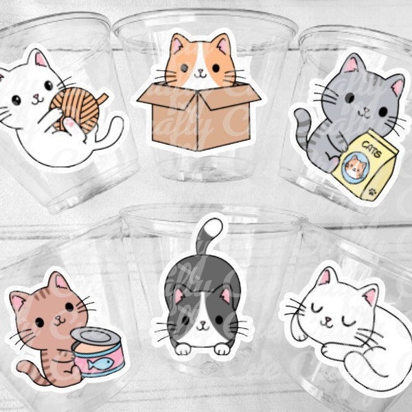 Cat Party Cups, Cat Birthday, Cat Party, Birthday Cat Cups, Cat Party Cups, Cat Decorations, Cat Cups, Kitty Party Cups, Funny Cat Favor Cup