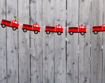 Firetruck Garland, Firetruck Banner, Firetruck Party Banner, Firetruck Decorations, Firetruck Party Sign