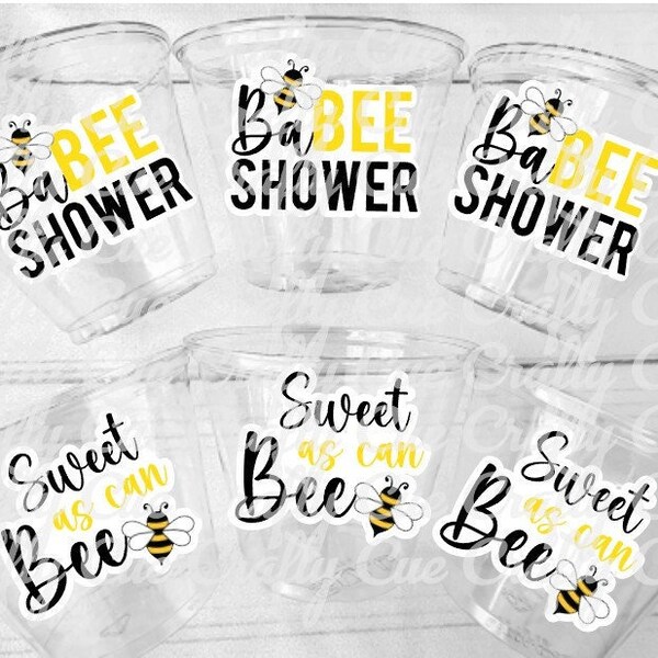 BEE PARTY CUPS - Bee Baby Shower Cups BaBee Shower Cups Sweet as can Bee Bumble Bee Party Favors Bee Decorations Bee Party Supplies Favors