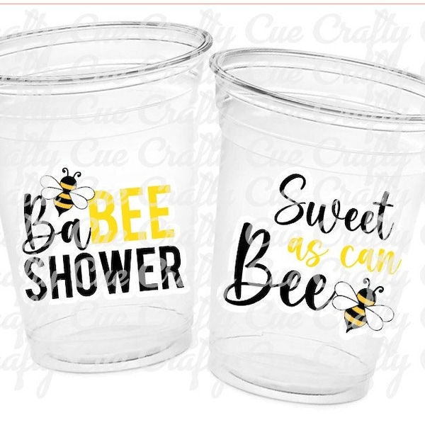 BEE PARTY CUPS - Bee Baby Shower Cups BaBee Shower Cups Sweet as can Bee Bumble Bee Party Favors Bee Decorations Bee Party Supplies Favors