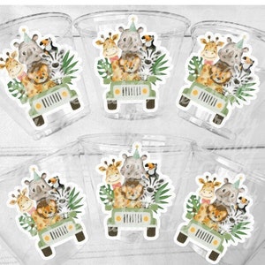 SAFARI PARTY CUPS Safari Birthday Cups Safari Birthday Safari Party Safari Decorations Safari Baby Shower Safari Favors Jungle Party Cups image 1