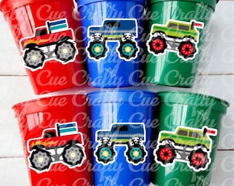 MONSTER TRUCK PARTY Cups - Monster Truck Treat Cups Monster Truck Birthday Monster Truck Party Monster Truck Party Favors, Monster Truck Cup