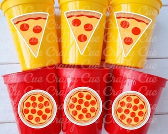 PIZZA PARTY CUPS - Pizza Cups Pizza Birthday Cups Pizza Party Decorations Pizza Party Supplies Pizza Party Favors Pizza Birthday Favor Pizza