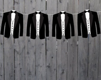 TUXEDO Garland, Tuxedo Banner, Wedding Banner, Wedding Garland, Tux Party Banner, Tux Garland, Tux Decorations, formal party, wedding