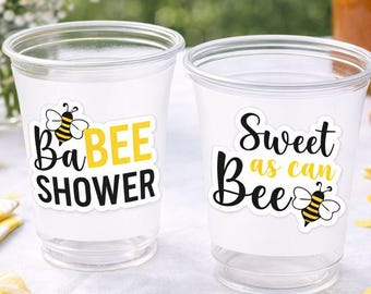 BIJENFEESTBEKERS - Bijen Babyshower Bekers BaBee Shower Bekers Zoet als een bijtje Hommel Feestartikelen Bijen Decoraties Bijen Feestbenodigdheden Cadeautjes