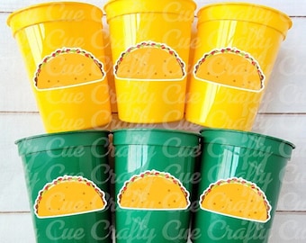 TACO PARTY CUPS - Taco Cups Taco Tuesday Cups Taco Party Taco Birthday Fiesta Party Decorations Cinco De Mayo Taco Twosday Party Taco Favors