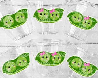PEAS BABY SHOWER Cups Two Peas Favor Cups Pod Party Cups Peas Party Cups Peas Decorations Peas Birthday Decorations Peas Party Supplies