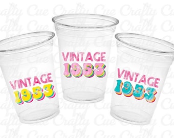 70th PARTY CUPS - Vintage 1954 Cups Best of 1954 70th Birthday Party 70th Birthday Favors 70th Party 70th Party Decorations 1954 Birthday