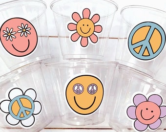 70S PARTY CUPS - 70's Birthday Cups 70's Party Cups 70's Decorations 70's Birthday Party 70's Birthday Party Decorations Hippie Party Cups