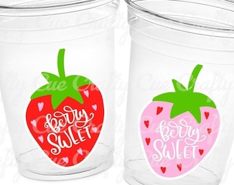 STRAWBERRY PARTY CUPS - Strawberry Birthday Cups Strawberry Cups First Birthday Strawberry Party Decorations Strawberry Baby Shower