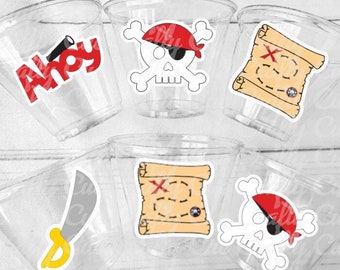 Piratenfeestbekers - Piratenbekers, piratenverjaardag, piratenfeestdecoraties, piratenverjaardagsfeest, piratenfeestartikelen, piratenverjaardag