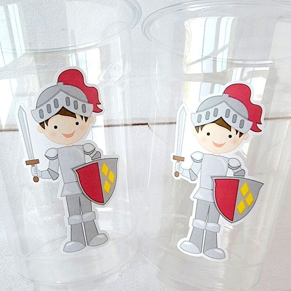KNIGHT PARTY CUPS - Knight Birthday Cups Knight Party Decorations Dragon Party Dragon Birthday Medieval Knight Party Favors Castle Party