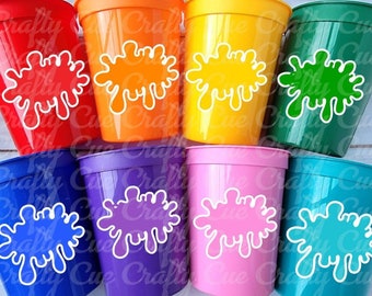TASSES DE FÊTE ARTISTIQUES - Tasses de fête avec peinture artistique Tasses de fête avec peinture Cadeaux d'anniversaire peinture Slime Tasses de fête avec peinture Slime Cadeaux d'anniversaire