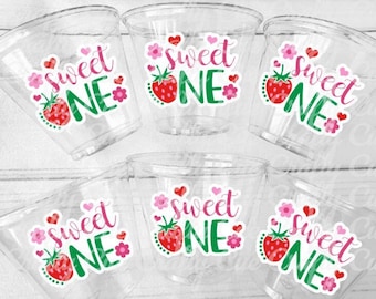 STRAWBERRY PARTY CUPS - Strawberry Birthday Cups Strawberry Cups First Birthday Strawberry One Party Decorations Strawberry Baby Shower