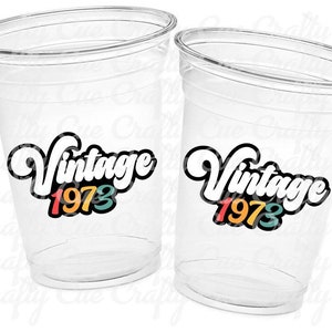 50th PARTY CUPS - 50 and Fabulous 50th Birthday Party 50th Birthday Favors Vintage 1973 Cups 50th Party Decorations 1973 Birthday Party Cups