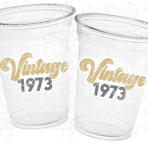 50th PARTY CUPS - 50 and Fabulous 50th Birthday Party 50th Birthday Favors Vintage 1973 Cups 50th Party Decorations 1973 Birthday Party Cups