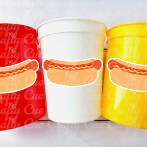 HOT DOG PARTY Cups -Hot Dog Birthday Party Hot Dog Party Hot Dog Treat Cup Hot Dog Birthday Decorations Hot Dog Party Favor 4th of July Cups