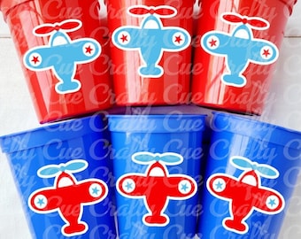 Airplane Party Cups, Reusable Airplane Party Cups, Airplane Party Favors, Airplane Birthday Favors