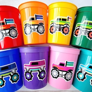 MONSTER TRUCK PARTY Cups - Monster Truck Treat Cups Monster Truck Birthday Monster Truck Party Monster Truck Party Favors, Monster Truck Cup