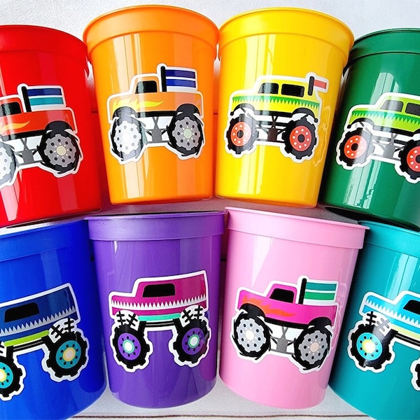 MONSTER TRUCK PARTY Cups - Monster Truck Treat Cups Monster Truck Birthday Monster Truck Party Monster Truck Party Favors, Monster Truck Cup