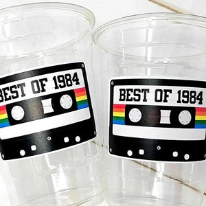 40th PARTY CUPS 40th Birthday Decoration 40th Party Favors 40th Party 40th Birthday Cassette Tape Party Best of 1984 Birthday Vintage 1984