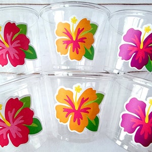 LUAU PARTY CUPS Luau 1st Birthday Party Cups Aloha Luau Party Decoration Luau 1st Party Tropical Party Decorations Party Hibiscus Party Cup