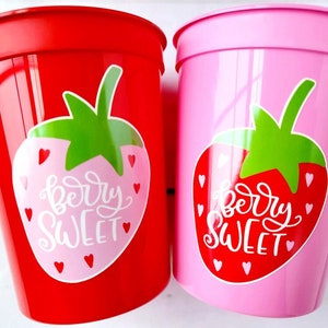 STRAWBERRY PARTY CUPS -Strawberry Birthday Cups Strawberry Cups First Birthday Strawberry Party Decoration Strawberry Berry Sweet Cups Fruit